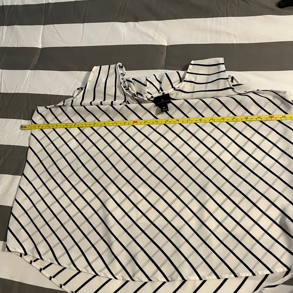 Worthington Diagonal Striped Blouse - Black and White - Picture 4 of 4